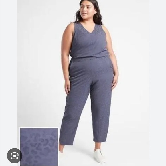 Athleta Leopard Midieval Violet Brooklyn Textured Jumpsuit Sz 26  NWOT - Picture 1 of 11